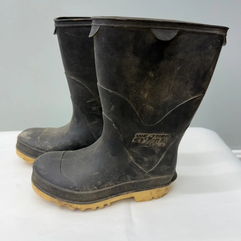 Weather Stars by Tingley Kids Black Rubber Rain Boots Size 11 Waterproof Mud